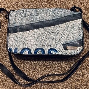 Rareform Rae Crossbody Purse Steel Blue Billboard Vinyl Bag OOAK